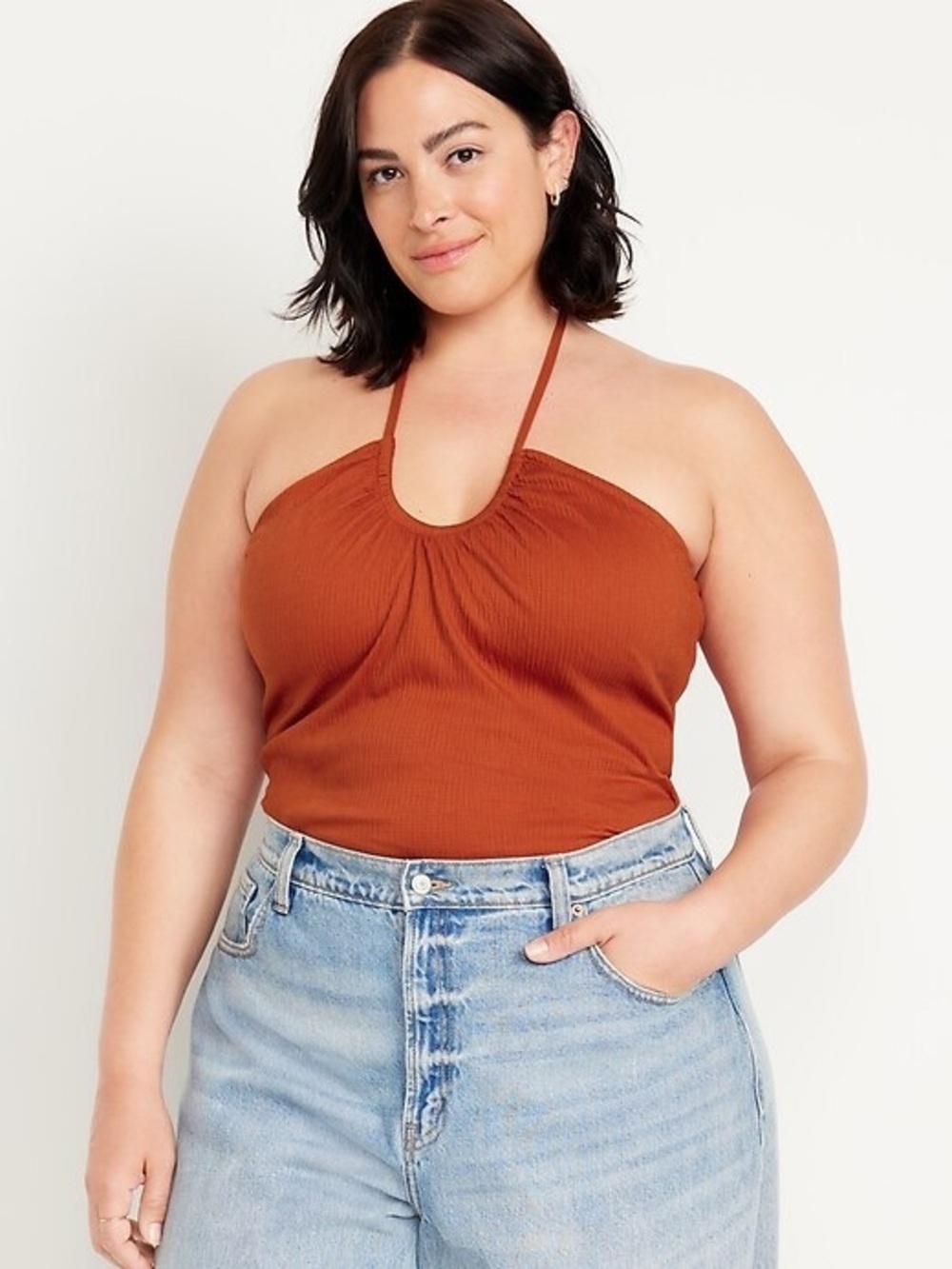 Key Hole Halter Top | Burnt Orange | Size XL